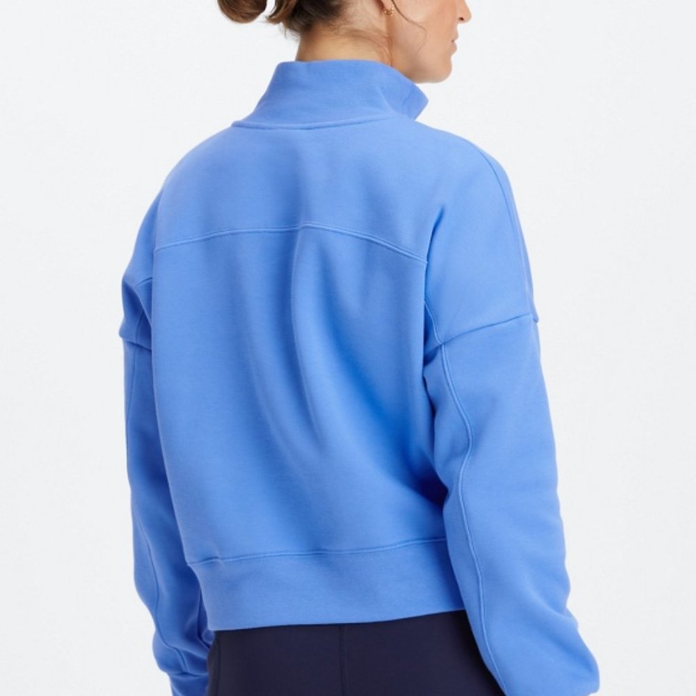 Fabletics Catarina Mock Neck Zip Pullover in Blue Cornflower, Medium - Picture 2 of 7